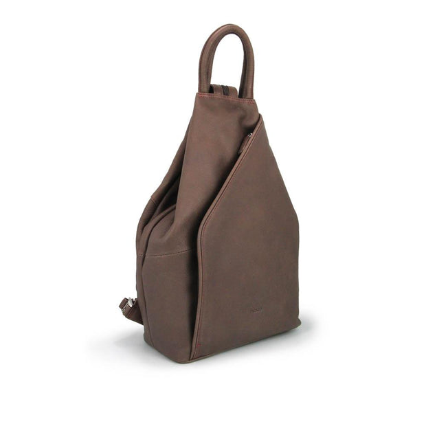 Picard Buffalo Ladies  Large Curved Leather Backpack (Cafe-Burgundy)