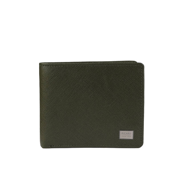 Picard Saffiano Men's Leather Bifold Wallet with Centre Flap (Military Green)