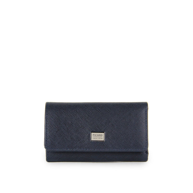 Picard Saffiano Key Leather  Holder w/ Dollar Compartment (Navy)