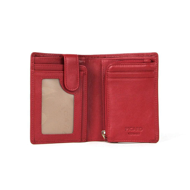 Red leather wallet top womens