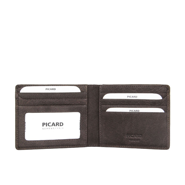 Picard Buffalo Men's Bifold Leather Wallet with Card Window and Card Slots (Cafe)