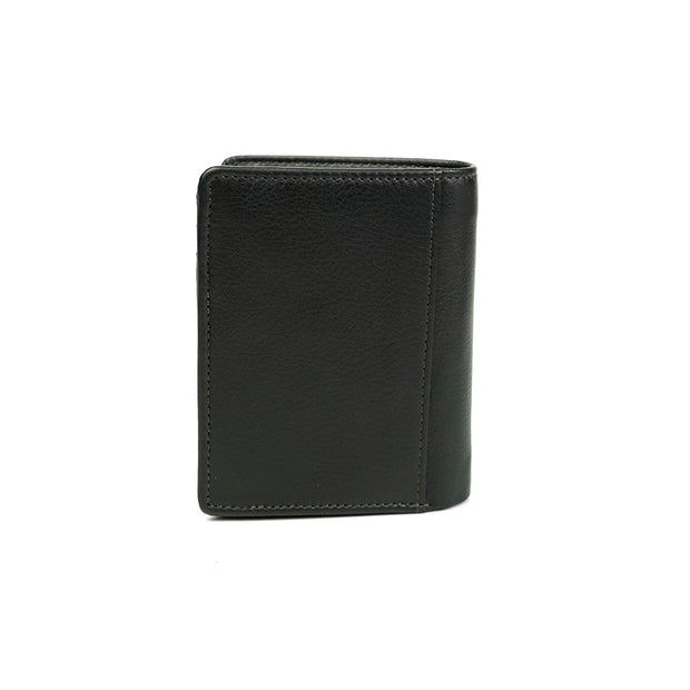 Picard Brooklyn Men's Bifold Leather Wallet with Card Window and Zippered Compartment(Black)