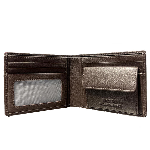 Bruno Men's Leather Bifold Wallet with Card Window, Coin Compartment a ...