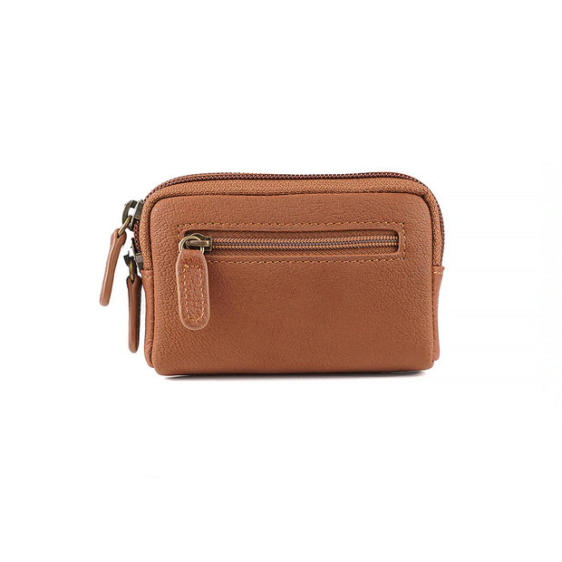 Picard Buffalo Leather Coin Pouch with Double Key Rings (Tan)