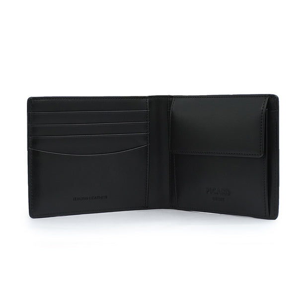 Picard Callum Men's Leather Wallet with Card Slot and Coin Compartment(Black)