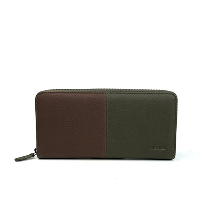 Picard Dallas Men's Leather Long Wallet (Khaki-Cafe)