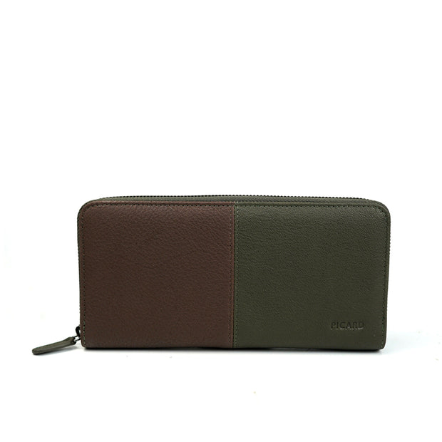 Picard Dallas Men's Leather Long Wallet (Khaki-Cafe)