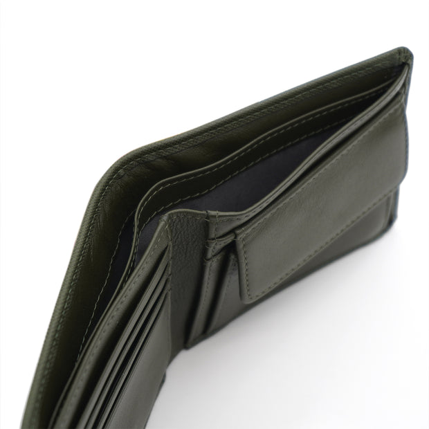 Picard Saffiano Men's  Leather Wallet with Coin Pouch (Military Green)