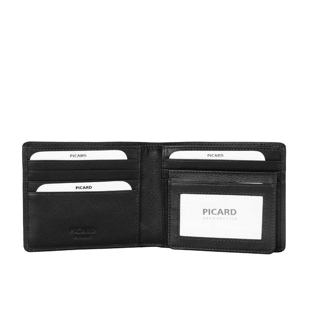 Picard Saffiano Men's Bifold Leather Wallet with Card Window (Black)