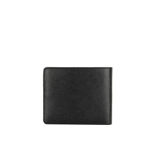 Picard Saffiano Men's Bifold Leather Wallet with Card Window (Black)