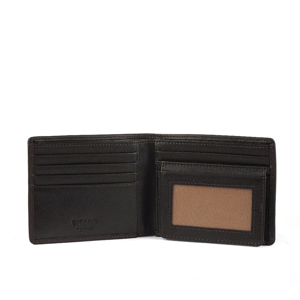Picard Saffiano Men's Leather Wallet with Card Window and Coin Compartment (Cafe)