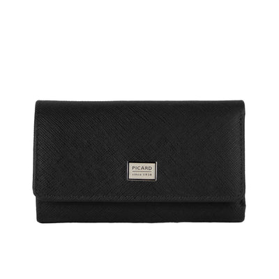Picard Saffiano Leather Key Holder with Dollar Compartment (Black)