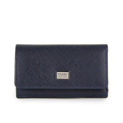 Picard Saffiano Leather Key Holder with Dollar Compartment (Navy)