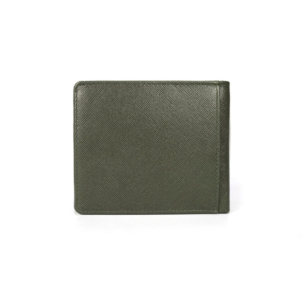 Picard Saffiano Men's Bifold Leather Wallet with 6 Card Slots, 1 ID Window and External Back Slot  (Black)