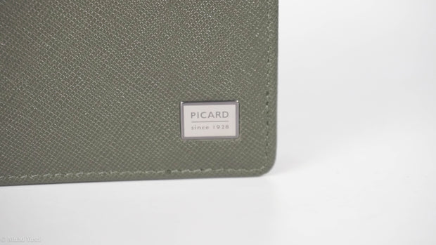 Picard Saffiano Men's Bifold Leather Wallet with 6 Card Slots, 1 ID Window and External Back Slot  (Black)