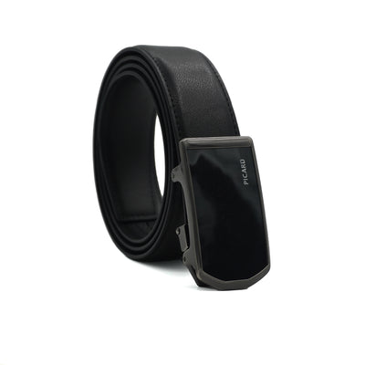 Picard Hamburg Autolock Solid Buckle 35mm Men's  Leather Belt (Black)