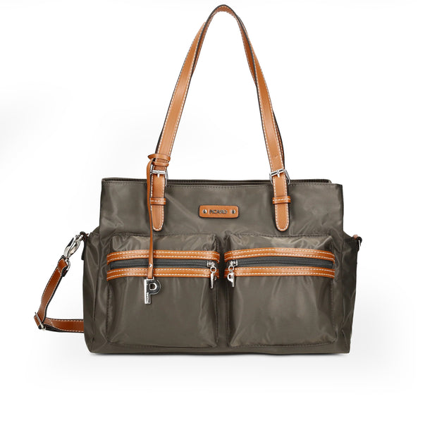 Picard Sonja Ladies Lightweight Water- Resistant Nylon Shopper Tote Bag th Sling (Grey)