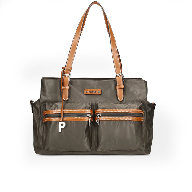 Picard Sonja Ladies Lightweight Water- Resistant Nylon Shopper Tote Bag th Sling (Grey)