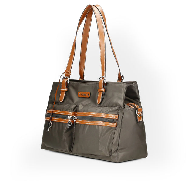 Picard Sonja Ladies Lightweight Water- Resistant Nylon Shopper Tote Bag th Sling (Grey)