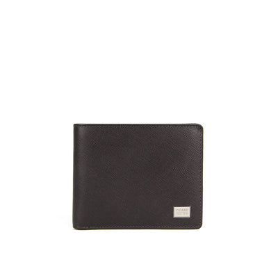 Picard Saffiano Men's Leather Wallet with Card Window and Coin Compartment (Cafe)