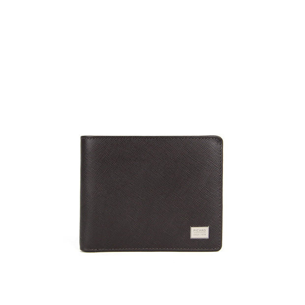 Picard Saffiano Men's Leather Wallet with Card Window and Coin Compartment (Cafe)