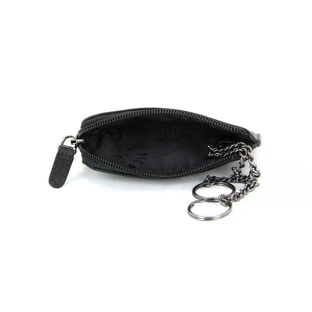 Picard Saffiano Men's Leather Coin Pouch With Key Holder (Black)
