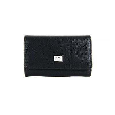 Picard Saffiano Key Leather  Holder with Dollar Compartment (Black)