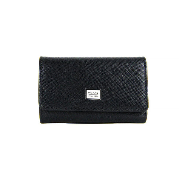 Picard Saffiano Key Leather  Holder with Dollar Compartment (Black)