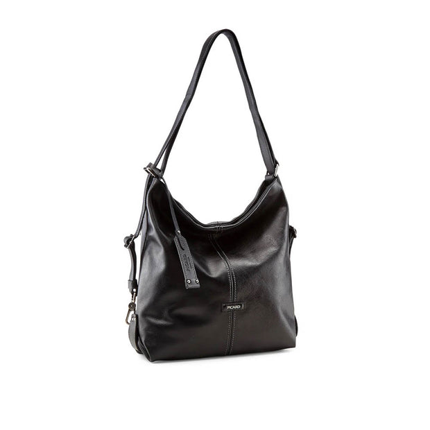 Picard Eternity Leather Multi-function Ladies Shoulder Bag / Backpack / Hand Carry Bag / Arm Carry Bag (Black)