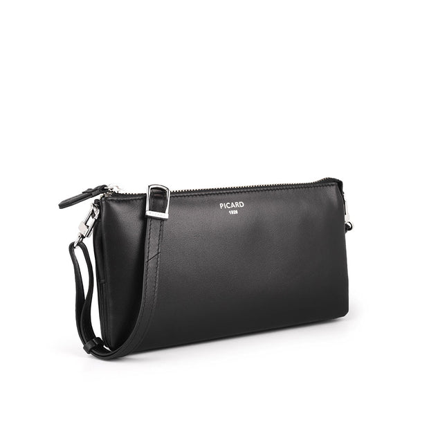 Picard Bingo Ladies Leather Triple Compartment Sling Pouch (Black)