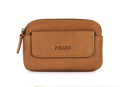 Picard Buffalo Leather Coin and Key Pouch with Flap (Tan)
