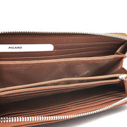 Picard Long Zip Around  Wallet in Buffalo Leather (Tan-orange)