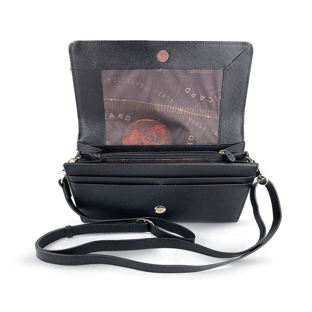 Picard Lauren Ladies Long Leather Wallet Bag with Sling (Black)