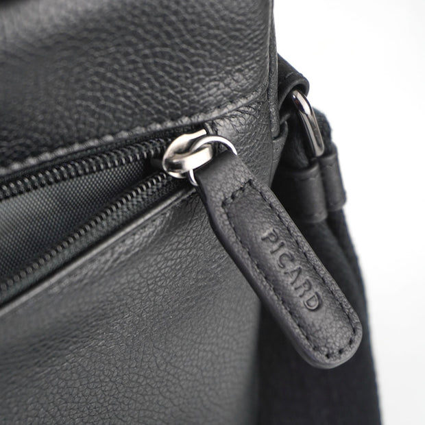 Picard Winter Men's Leather Shoulder Bag with Flap (Black)