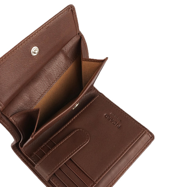 Picard Brooklyn Men's Trifold Leather Wallet With Coin Compartment (Brown)