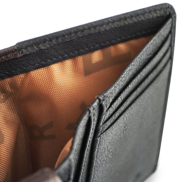 Picard Munich Men's Bifold Leather Wallet with Zipped Coin Compartment (Black)