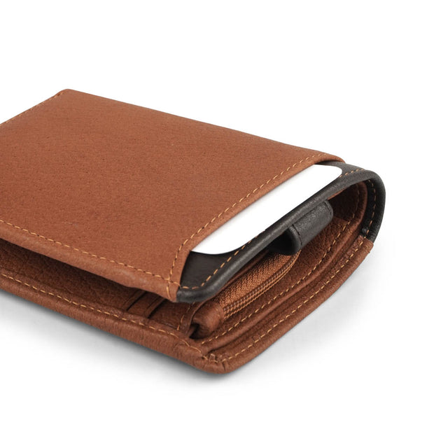 Picard Munich Men's Leather Bifold Wallet with Zip Coin Compartment (Tan)