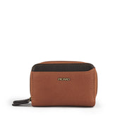 Picard Munich Men's Dual Zippered Compartment Leather Coin  Pouch with Keyring (Tan)