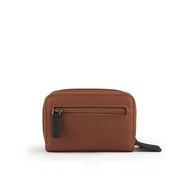 Picard Munich Men's Dual Zippered Compartment Leather Coin  Pouch with Keyring (Tan)