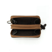 Picard Munich Men's Dual Zippered Compartment Leather Coin  Pouch with Keyring (Tan)
