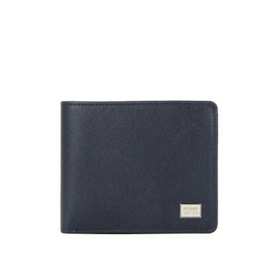 Picard Saffiano  Men's Bifold  Leather Wallet with Centre Cards Flap and Coin Pouch (Navy)