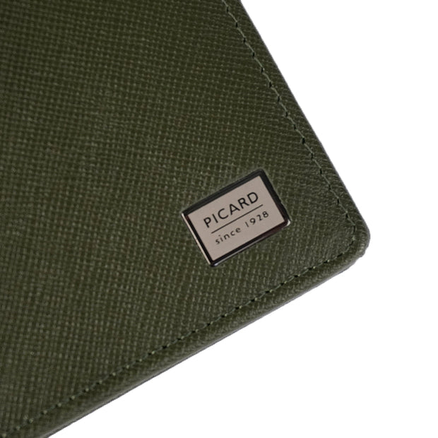 Picard Saffiano Men's Bifold Leather Wallet with Card Window (Military Green)