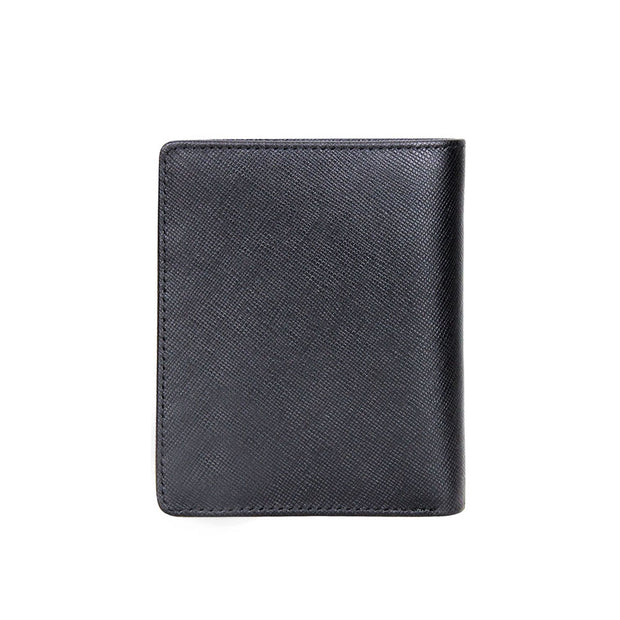 Picard Saffiano Men's Vertical Leather Wallet with Centre Flap and Coin Pouch(Black)