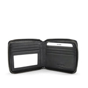 Picard Saffiano Men's  Zipped Leather Wallet with Window Slot (Black)