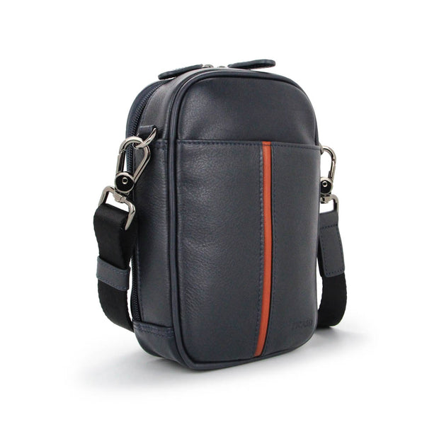 Picard Loaf Men's Leather Crossbody Bag with Belt Loop (Navy)