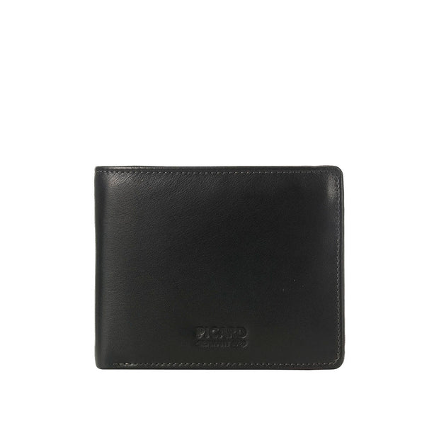 Picard Brooklyn Men's  Leather Wallet with Card Window and Zipped Compartment (Black)