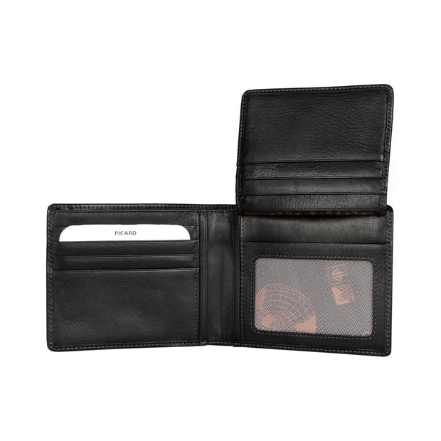 Picard Brooklyn Men's Bifold Leather Wallet with Card Window (Black)