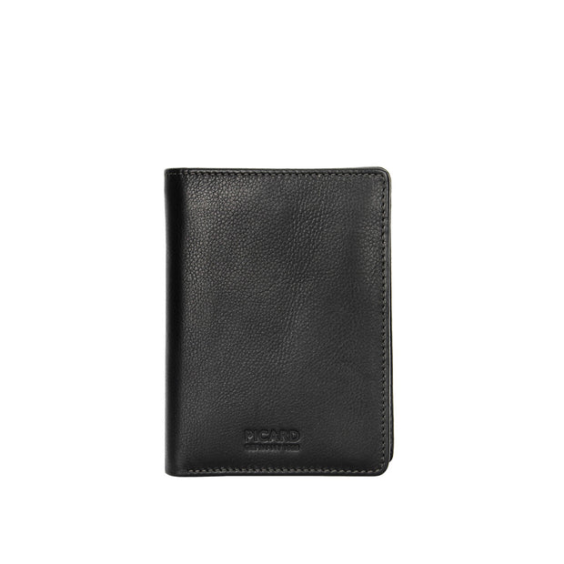 Picard Brooklyn Men's Trifold Leather Wallet With Coin Compartment (Black)