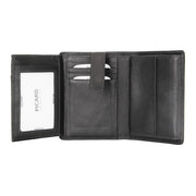 Picard Brooklyn Men's Trifold Leather Wallet With Coin Compartment (Black)