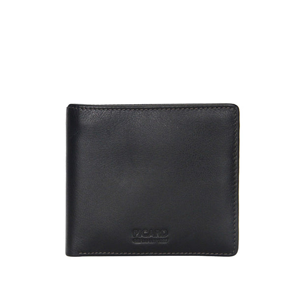 Picard Brooklyn Men's Bifold Leather Wallet with Window and Coin Compartment (Black)